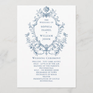 Victorian Ornate Grace Dusty Blue Wedding Ceremony Program