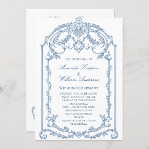 Victorian Ornate Grace Dusty Blue Wedding Ceremony Program