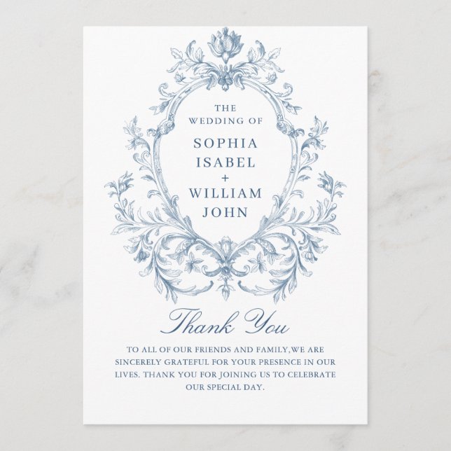 Victorian Ornate Grace Dusty Blue Wedding Ceremony Program (Front)