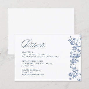 Victorian Ornate Grace Dusty Blue Wedding Details Enclosure Card