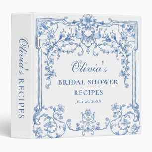 Victorian Ornate Grace Floral Blue Bridal Shower Binder