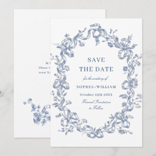 Victorian Ornate Grace Floral Blue Save the Date