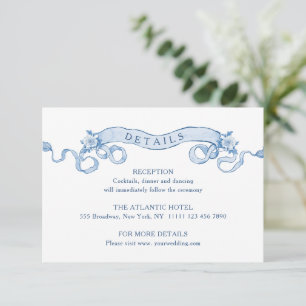 Victorian Ornate Grace Floral Blue Wedding Details Enclosure Card