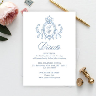 Victorian Ornate Grace Floral Blue Wedding Details Enclosure Card