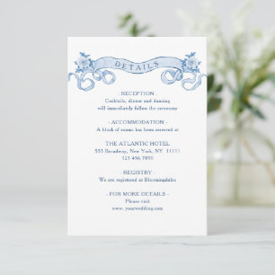 Victorian Ornate Grace Floral Blue Wedding Details Enclosure Card
