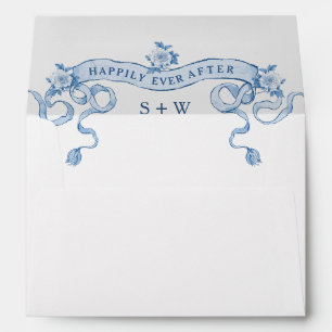 Victorian Ornate Grace Floral Dusty Blue Wedding Envelope