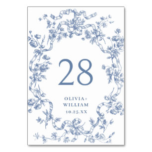 Victorian Ornate Grace Floral Dusty Blue Wedding Table Number