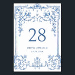 Victorian Ornate Grace Floral Dusty Blue Wedding Table Number<br><div class="desc">For further customization,  please click the "Personalize this template",  then "Edit using Design Tool". Stylish editable easy to use wedding templates,  more items available in the store (invitations,  rsvp,  thank you cards,  stationery & decor). If you need help or matching items,  please contact me.</div>