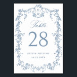 Victorian Ornate Grace Floral Dusty Blue Wedding Table Number<br><div class="desc">For further customization,  please click the "Personalize this template",  then "Edit using Design Tool". Stylish editable easy to use wedding templates,  more items available in the store (invitations,  rsvp,  thank you cards,  stationery & decor). If you need help or matching items,  please contact me.</div>