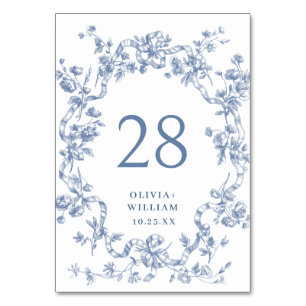 Victorian Ornate Grace Floral Dusty Blue Wedding Table Number