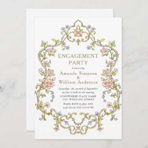 Victorian Ornate Grace Floral ENGAGEMENT PARTY Invitation