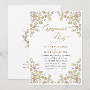 Victorian Ornate Grace Floral ENGAGEMENT PARTY Invitation