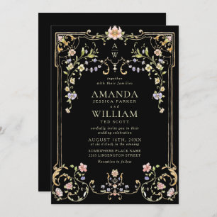 Victorian Ornate Grace Floral Frame Wedding Invitation