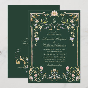 Victorian Ornate Grace Floral Frame Wedding Invitation