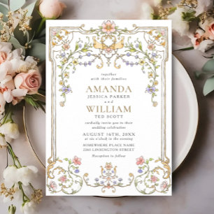 Victorian Ornate Grace Floral Frame Wedding Invitation