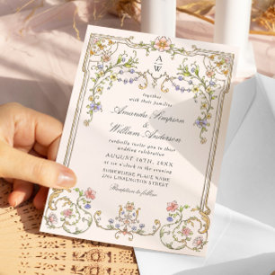Victorian Ornate Grace Floral Frame Wedding Invitation