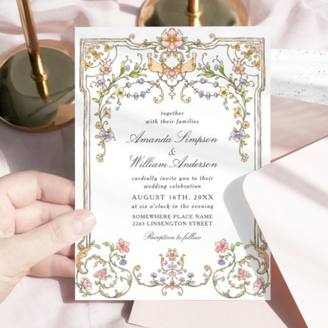 Victorian Ornate Grace Floral Frame Wedding Invitation (Creator Uploaded)