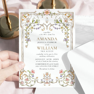 Victorian Ornate Grace Floral Frame Wedding Invitation