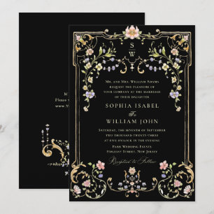 Victorian Ornate Grace Floral Frame Wedding Invitation