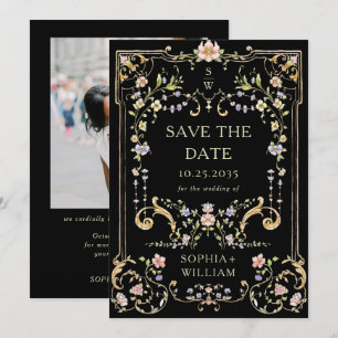 Victorian Ornate Grace Floral Frame Wedding Photo Save The Date