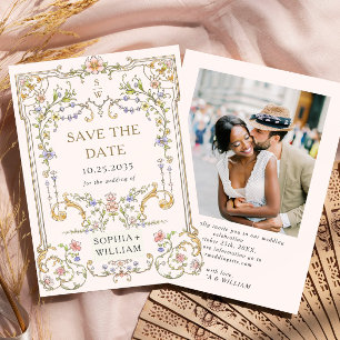 Victorian Ornate Grace Floral Frame Wedding Photo Save The Date
