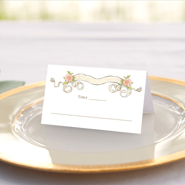 Victorian Ornate Grace Floral Frame Wedding Place Card (Creator Uploaded)