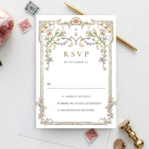 Victorian Ornate Grace Floral Frame Wedding RSVP C