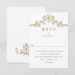 Victorian Ornate Grace Floral Frame Wedding RSVP Card