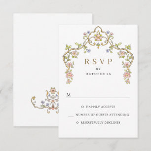 Victorian Ornate Grace Floral Frame Wedding RSVP Card