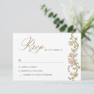 Victorian Ornate Grace Floral Frame Wedding RSVP Card
