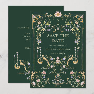 Victorian Ornate Grace Floral Frame Wedding Save The Date