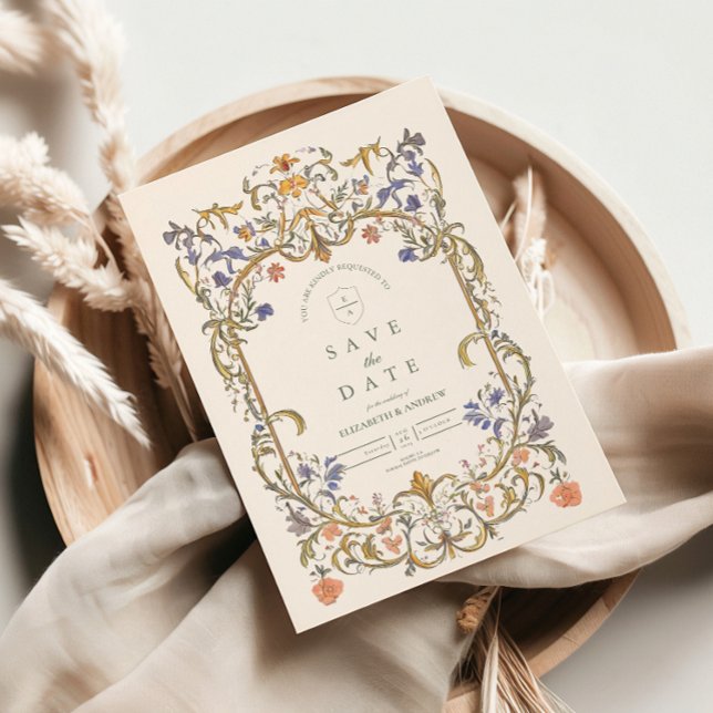 Victorian Ornate Grace Floral Frame Wedding Save The Date (Creator Uploaded)