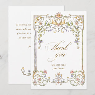 Victorian Ornate Grace Floral Frame Wedding Thank You Card