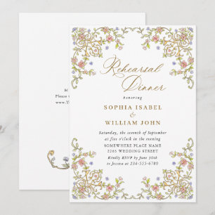 Victorian Ornate Grace Floral Rehearsal Dinner Invitation