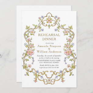 Victorian Ornate Grace Floral Rehearsal Dinner Invitation