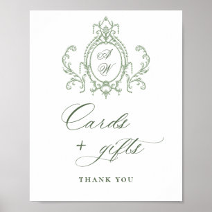 Victorian Ornate Grace Floral Sage Cards and Gifts Poster