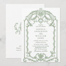 Victorian Ornate Grace Floral Sage Green Wedding