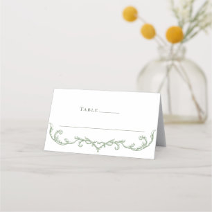 Victorian Ornate Grace Floral Sage Green Wedding Place Card
