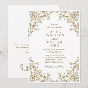 Victorian Ornate Grace Pastel Floral Wedding Invitation