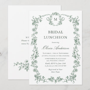 Victorian Ornate Grace Sage Green BRIDAL LUNCHEON Invitation