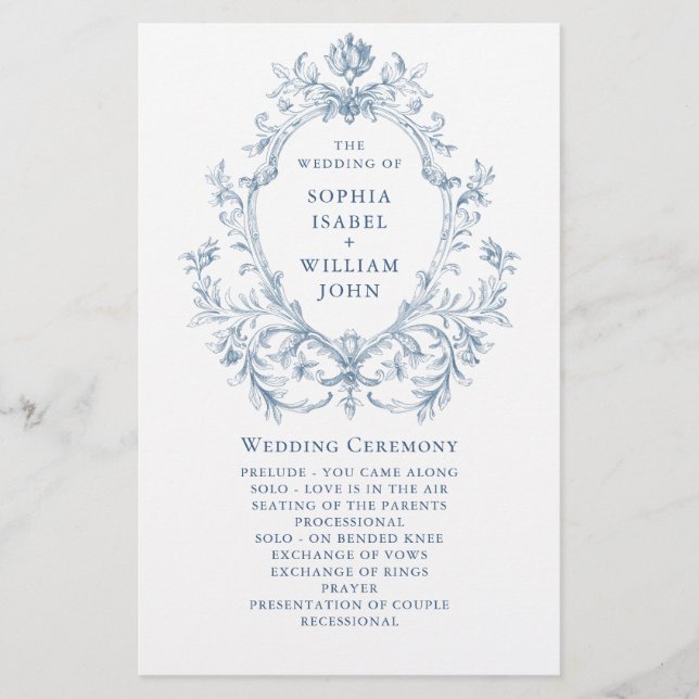 Victorian Ornate Grace Wedding Ceremony Program (Front)