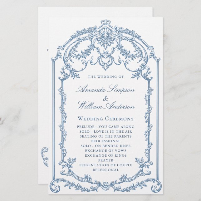 Victorian Ornate Grace Wedding Ceremony Program (Front/Back)