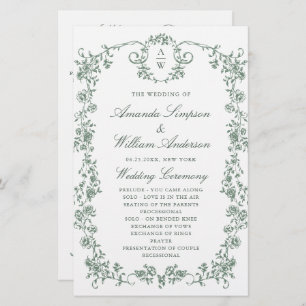 Victorian Ornate Grace Wedding Ceremony Program