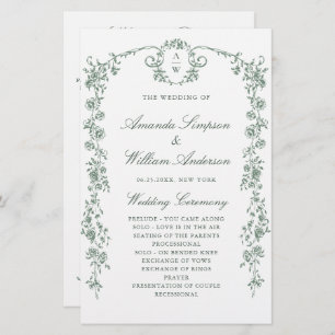 Victorian Ornate Grace Wedding Ceremony Program
