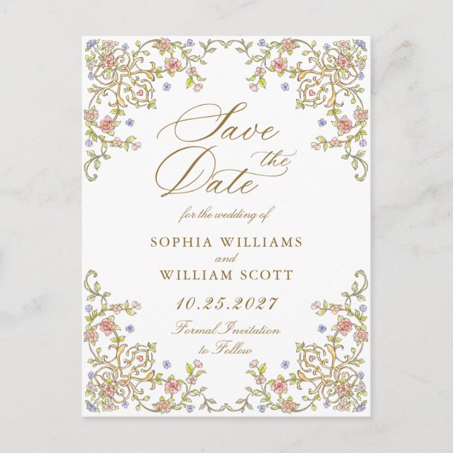 Victorian Ornate Grace Wedding Save the Date Postcard (Front)