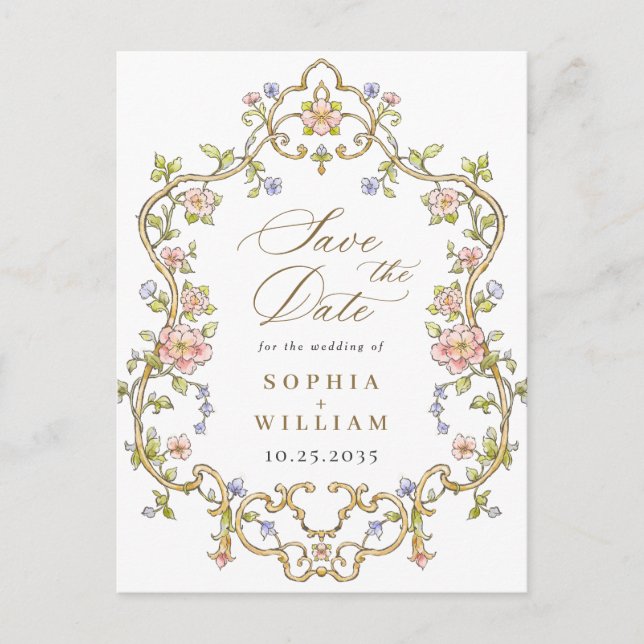 Victorian Ornate Grace Wedding Save the Date Postcard (Front)