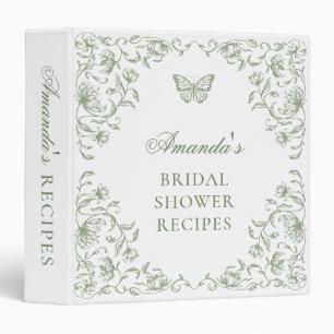 Victorian Ornate Sage Green Bridal Shower Recipe Binder