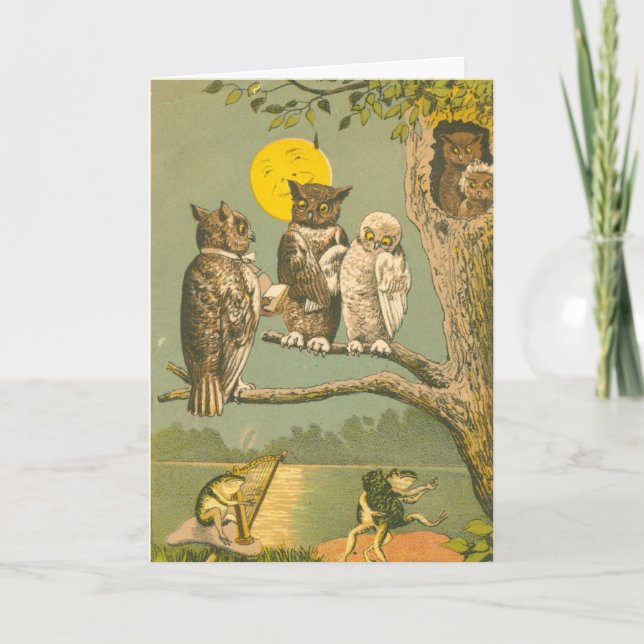 Victorian Owl Wedding Card (Front)