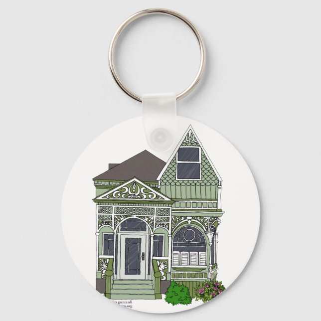 Victorian "Painted Lady" - green Keychain (Front)