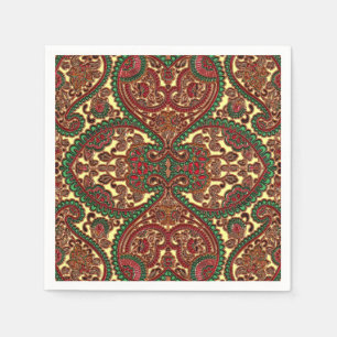 Victorian paisley pattern elegant red green gold napkin